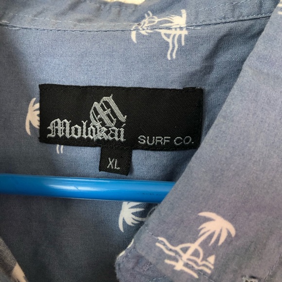 Molokai Surf Co. Palm Trees Print Button Down Hawaiian Shirt Boy's XL - Picture 4 of 6
